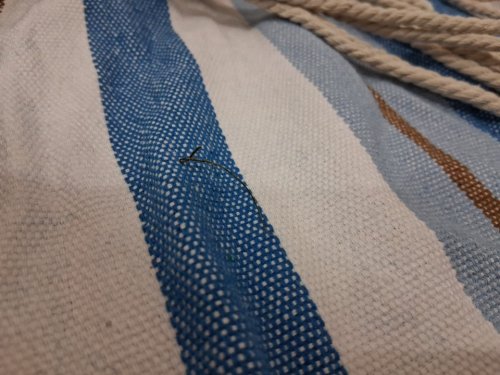 lazy daze outdoor single-layer sunbrella hammock - 12 ft x 4ft - blue/white stripe - (model: hm-l-fb001) image 6