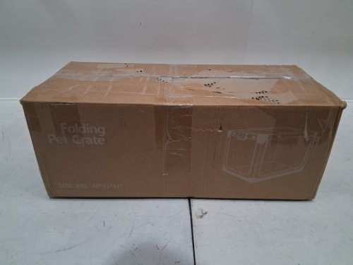 Veraste Folding Pet Crate with soft mat - XXL - 42" x 31" x 31" - Grey/Black image 2