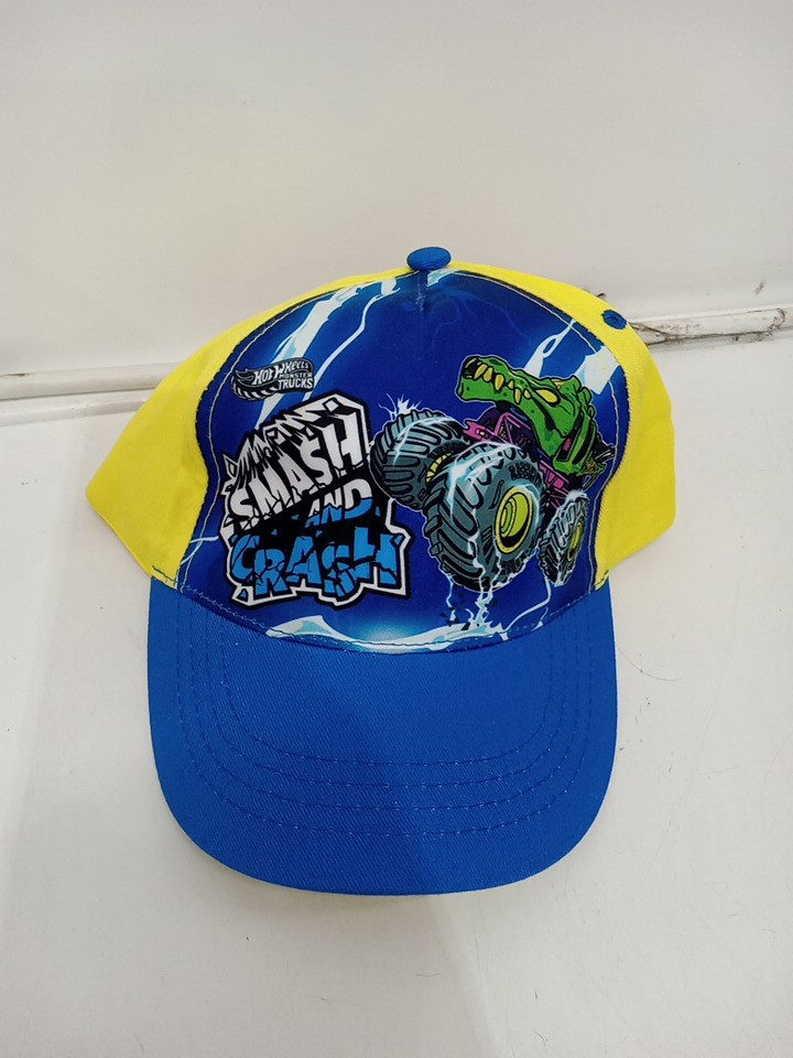 Toddler's Hot Wheels Monster Trucks "SMASH AND CRASH" Baseball Cap/Hat - Size 4-6X - Yellow/Blue (Model: MNSTCPS26) image 2
