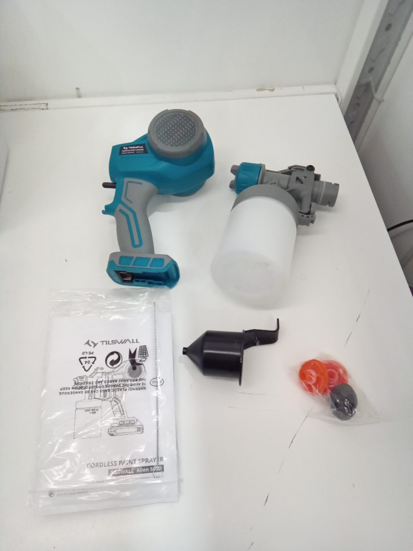 Tilswall Cordless Paint Gun - Works with 20V Dewalt Batteries - *TOOL ONLY* - Blue/Grey (Model: CX64) image 3