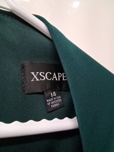 women's Xscape Demi" Scuba Short Sleeve Side Ruched Gown - 14 - emerald (style: 3758x) image 5