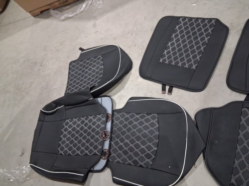Huidasource Dodge Ram Seat Covers Full Set for DODGE RAM MODELS 2010-2025 - black/white (model: RAM01) image 5