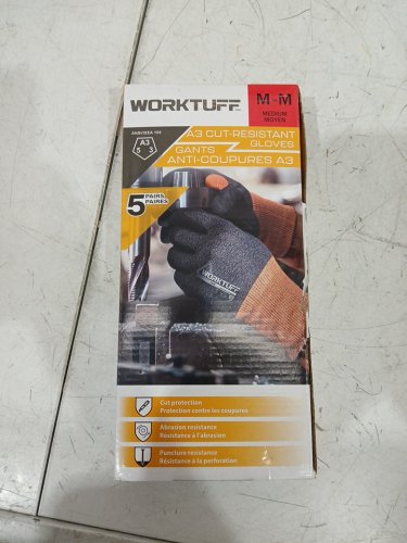 3PR WORKTUFF CUT/PUNCTURE RESISTANT GLOVES - MED - ORANGE/GREY/BLACK image 2