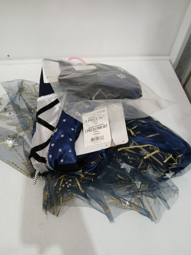 2PC GIRLS PALAMON MIDNIGHT WITCH COSTUME - LARGE 10/12 - BLUE/SILVER/GOLD (STYLE: 40971) image 2