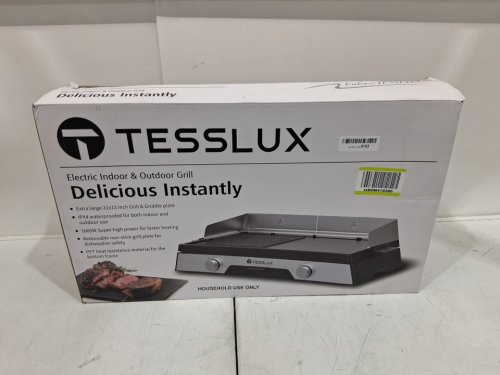 Tesslux XL Electric Grill Non-stick Griddle Combo - 21” X 13" - 1600W - BLACK/SILVER image 5