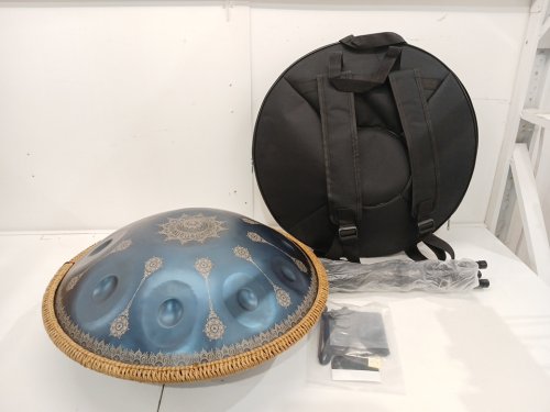 Hand Pan Drum D Minor Kurd Musical Instrument With carrying bag and accessories - 22" - 432Hz - Blue image 4