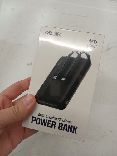 QECVEC 10000mAh Power Bank Fast Charging Portable Charger with Built-in USB-C & LIGHTNING Cables - 22.5W - black (MODEL: Q18) image 2