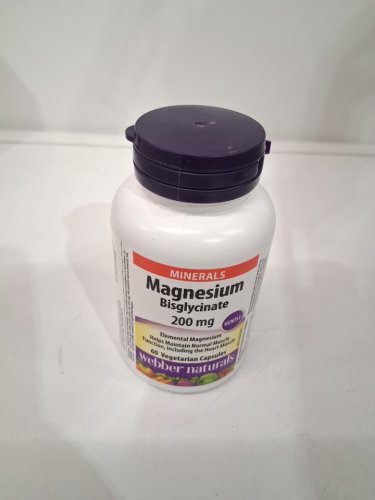 (60 caps) webber naturals magnesium bisglycinate - helps maintain normal muscle function, including the heart muscle - 200mg image 2
