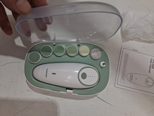 momcozy rechargeable electric gentle baby nail trimmer - white/green (model: NC02) image 4