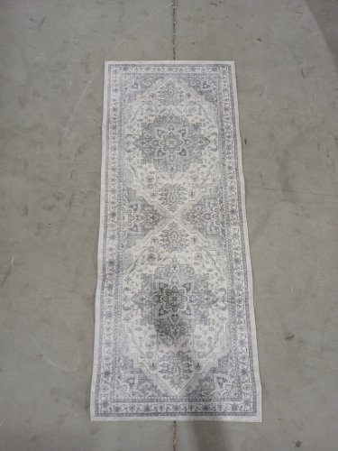 thomasville non-slip rubber kitchen runner mat - 5ft x 2ft - white/blue image 2