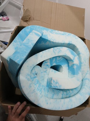 Memory Foam Mattress Topper, Soft Gel Infused - 2" - Queen - blue/white image 2