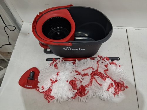 Vileda EasyWring Spin Mop and Bucket System with 2 Extra Refill Heads and Telescopic Handle - Black/Red (Model: 1898219) image 2