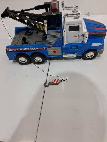kid's Mighty Fleet Mighty Motorized Tow Truck Toy with Lights, Sounds, Motorized Winch and Traffic Cones - 8" x 15" x 6.5" - blue (model: 57116) image 3