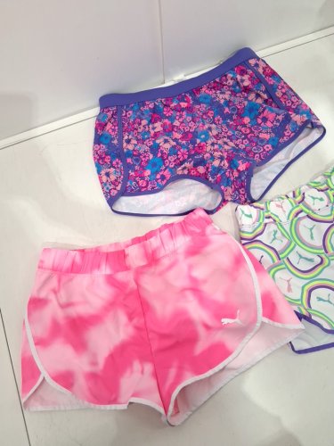 3 ASSORTED GIRL'S SHORTS - EXTRA LARGE (14/16) - PURPLE/PINK/GREEN image 3