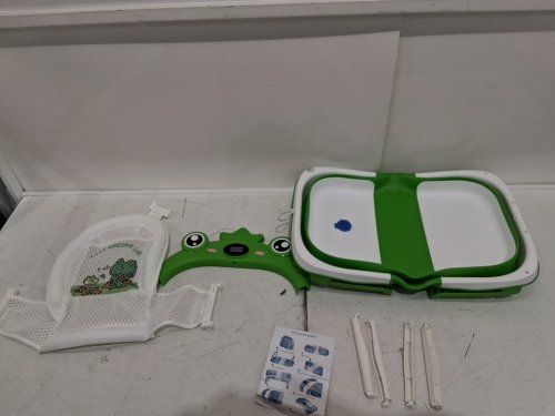Portable Baby infant foldable frog Bathtub with thermometer - 27" x 16" - green image 3
