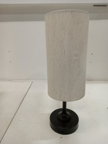 Portable Cordless Fabric Shade Table Lamp with 5000mAh Rechargeable Battery-Operated Light -13" - white/black image 4
