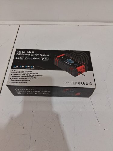 Portable Pulse Repair Battery Charger for Cars and Motorcycles with LCD Display - 12v 8A - 24V 4A - Red / Black image 3