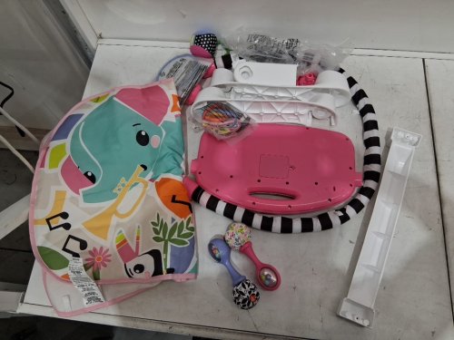 FISHER-PRICE PORTABLE BABY ACTIVITY MAT GLOW AND GROW KICK & PLAY PIANO GYM MUSICAL TOY WITH SMART STAGES LEARNING & maracas - 0+ MONTHS - pink (model: hwd99) image 2