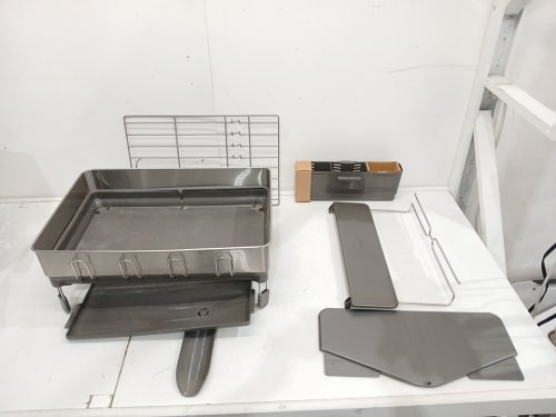 simplehuman steel framed dishrack with bottom drain - 22" x 11" x 10.5" - stainless steel/GREY (MODEL: KT1181) image 3