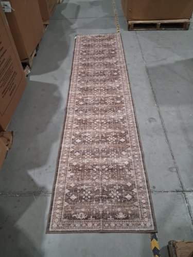 Washable Non Slip Rubber Backing Boho Runner Rug - 2.6ft x 12ft - Brown (model: RUG 001 brown) image 2