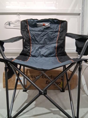 OVERMOUNT OVERSIZED FOLDING CAMPING CHAIR WITH COOLER POCKET - 450LBS CAP - BLACK/GREY (MODEL-OM006052) image 3