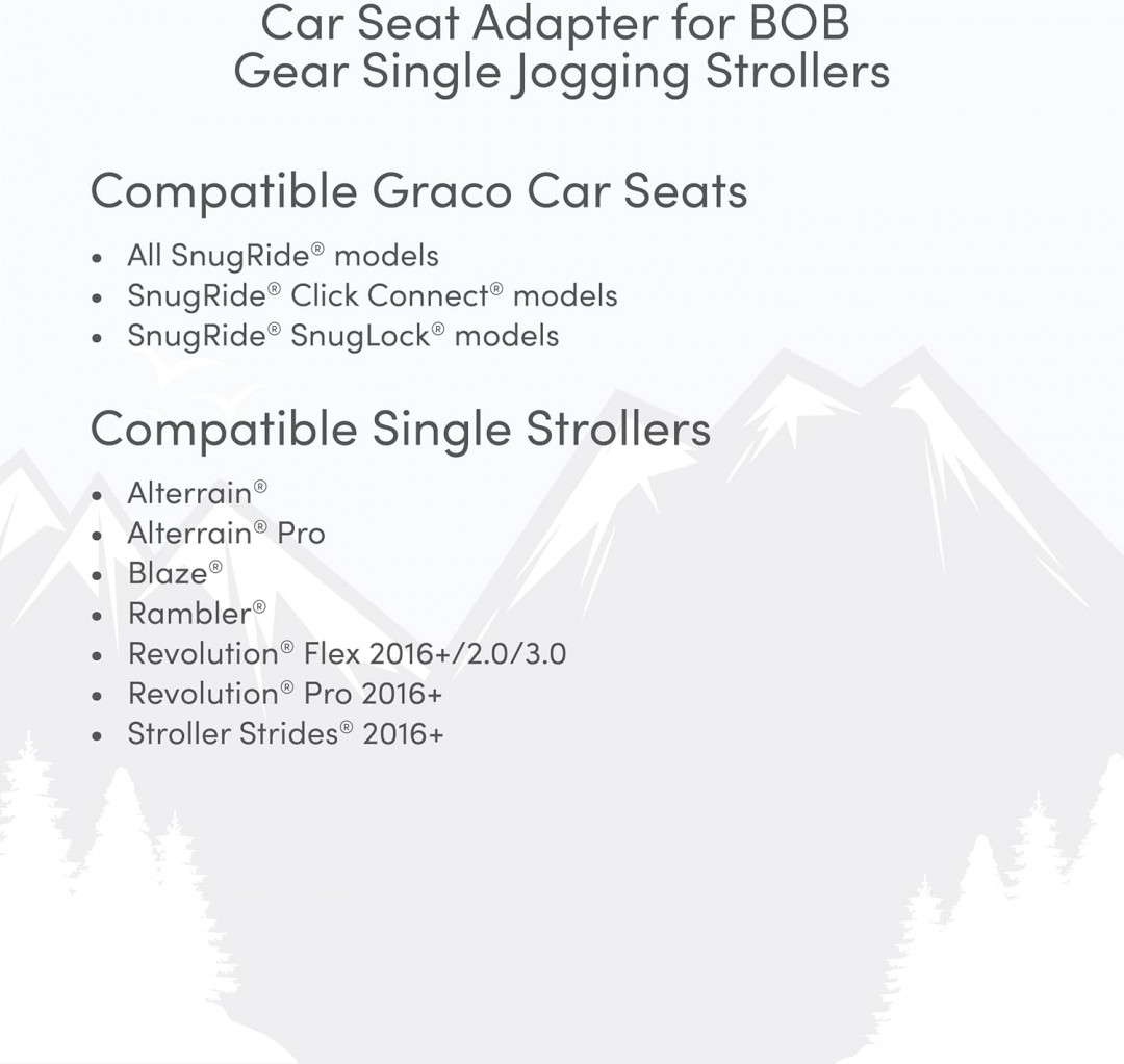 BOB Gear Single Jogging Stroller Adapter for Graco Infant Car Seats - BLACK (MODEL: S12045400) image 2