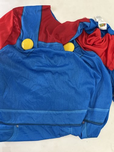 MEN'S SUPER MARIO BROS MARIO COSTUME (JUMPSUIT ONLY) - EXTRA LARGE - RED/BLUE image 2