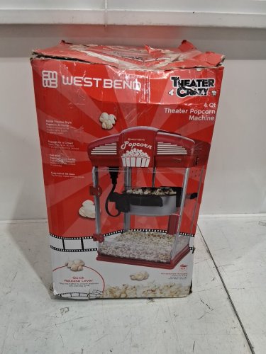 WEST BEND 4 QUART THEATER CRAZY STIRRING THEATER POPCORN MACHINE - RED - (82515) image 2