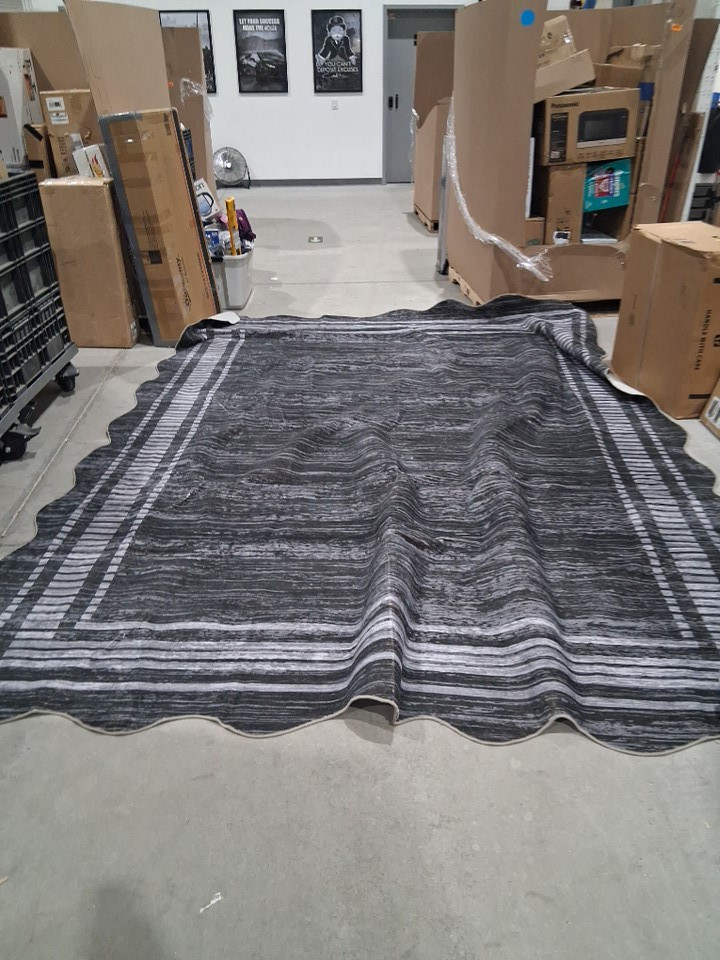 GarveeHome Modern Scalloped WASHABLE Area Rug - 12FT X 9FT - Black/WHITE image 3