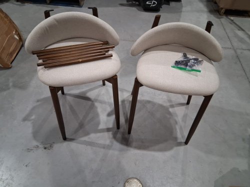 2PK mid-century modern dining chairs - 250LBS MAX - Brown/beige image 3