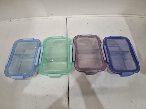 8PC Ello Colour Lock Divided Glass Meal Prep Set - 800ML - MULTICOLOUR (MODEL: 1901809) image 2