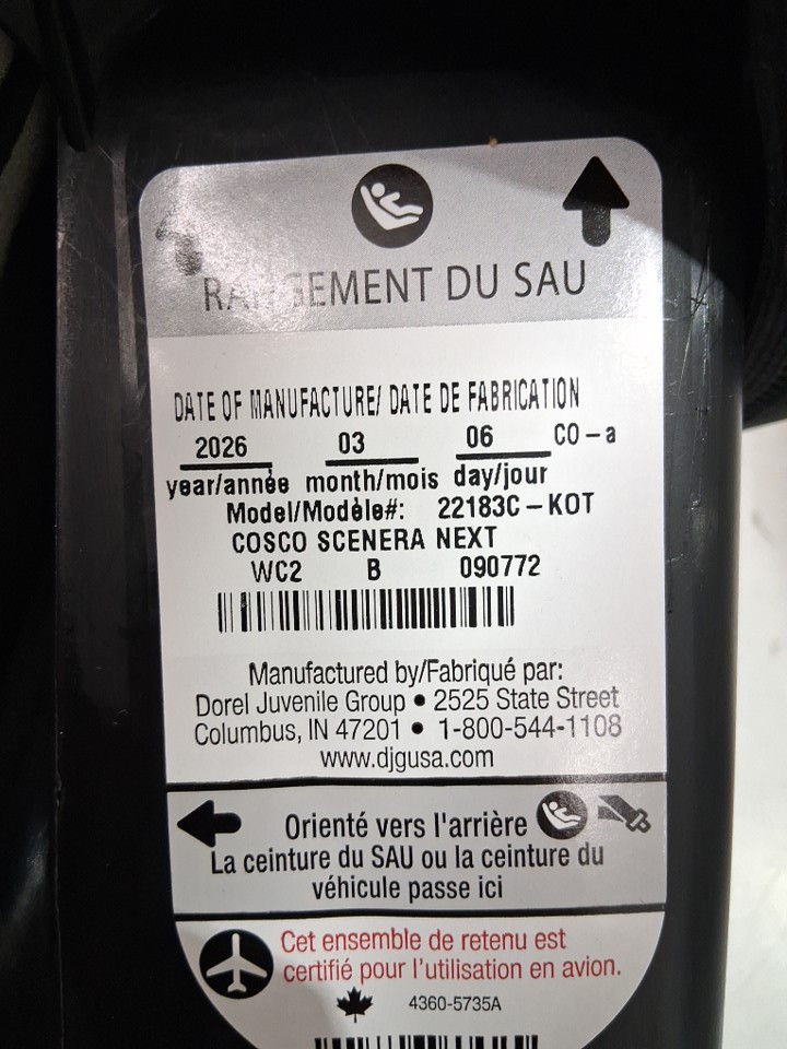 cosco kids scenera 5-point harness infant car seat with cup holder attachment - 40lbs max - black (model: ‎22183CKOT) image 6