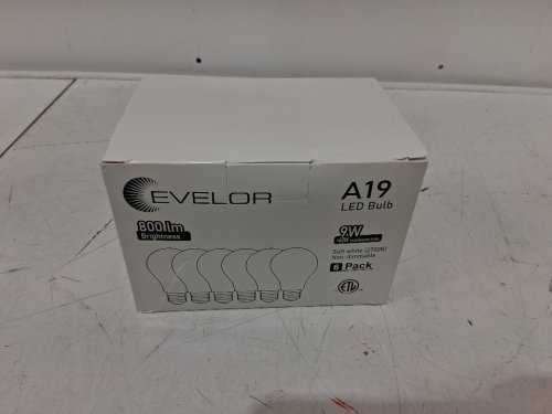 6PK EVELOR A19 LED LIGHT BULBS - 9W, 800 LM, 2700 K, E26 BASE, NON-DIMMABLE - SOFT WHITE (STYLE: A19) image 2