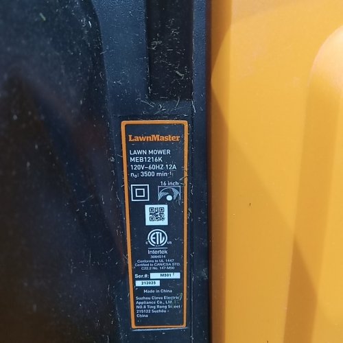 LawnMaster Electric Lawn Mower - 16" - 12AMP - orange/black (model: MEB1216K) image 3
