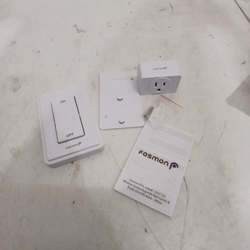 FOSMON WIRELESS OUTLET PLUG WITH WALL SWITCH & BRAILLE - WHITE image 2