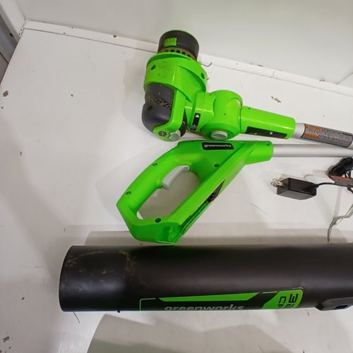 2PC GREENWORKS BLOWER - 24V - & STRING TRIMMER - 17" - WITH 4AH BATTERY, 2A CHARGER - GREEN (MODEL: STBL80L014CO/1300641/5200013305) image 5