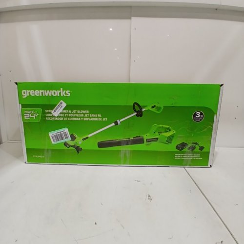 2PC GREENWORKS BLOWER - 24V - & STRING TRIMMER - 17" - WITH 4AH BATTERY, 2A CHARGER - GREEN (MODEL: STBL80L014CO/1300641/5200013305) image 6