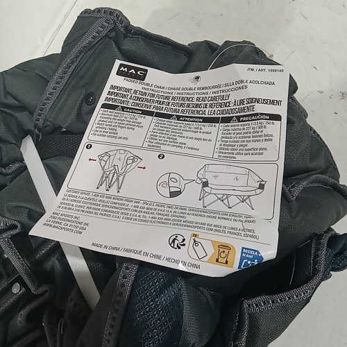MAC SPORTS padded DOUBLE WIDE FOLDABLE CAMPING CHAIR, WITH CARRYING BAG - 500LBS max - GREY/blue (model: 1998140) image 5