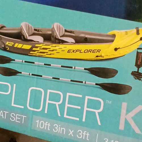 INTEX Explorer K2 Inflatable Kayak Set: 86" Aluminum Oars and Pump, Adjustable Seats with Backrest – 2-Person – 400lb Capacity  (MODEL: 68307EP) image 3