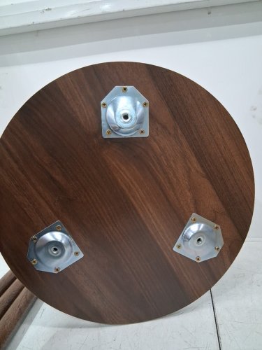wooden round side/end table -16" x 19" 40LBS max - brown/wood image 3