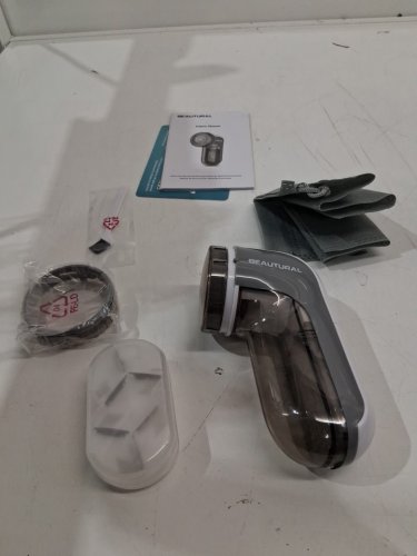 BEAUTURAL BATTERY OPERATED LINT REMOVER FABRIC SHAVER WITH 2 SPEEDS AND TWO REPLACEABLE BLADES - WHITE/grey (MODEL: 719NA-0001) image 3