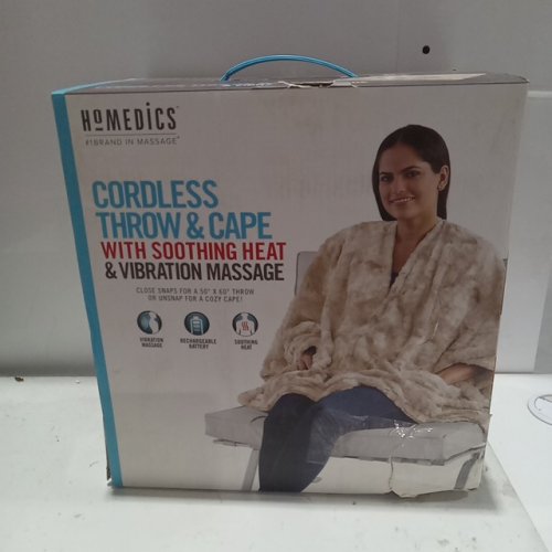 Homedics CORDLESS THROW & CAPE with HEAT and soothing VIBRATION massage - BEIGE (Model: HCM-TRW210HCF) image 2