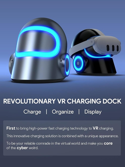 AUBIKA CYBERCORE CHARGING one-stop charging station FOR VR DEVICES with bi-directional magnetic type-c cable and magnetic head - 120w fast charging - silver - (model: ly120b1) image 4