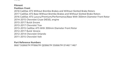 2PC CMX FRONT DISC BRAKE ROTOR AND BREAK PAD FOR VARIOUS VEHICLE MODELS (MODEL: 8-580899/CMX-D1467) image 3