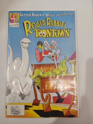 LITTLE ROGER MEETS GERDIE THE DINOSAUR " ROGER RABBIT'S TOONTOWN" ISSUE #2 COMIC BOOK - 1991 image 2