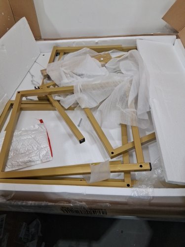 3pc costway Coffee Table Set End Side Tables with Metal Frame - white/gold (model: jv13195wh) image 3