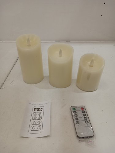 3PC LED FLAMELESS CANDLES WITH REMOTE - 5"/6"/7" - YELLOW image 3