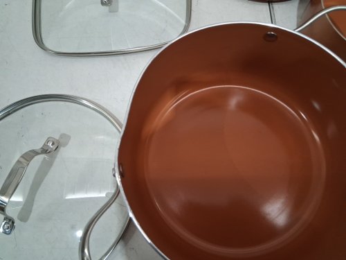 10PC Starfrit Eco Copper Ceramic Non-stick Cookware Set - Orange (Model: 030096-001-0000) image 4