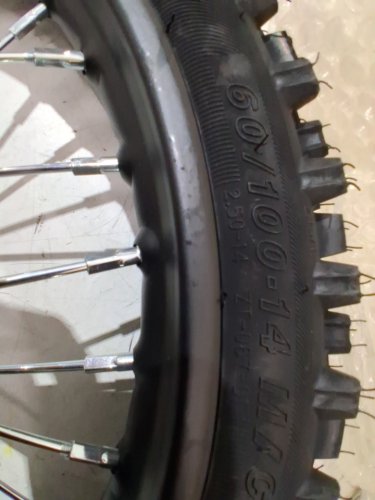 Front Wheel Assembly with Brake Rotor for various Pit Dirt Bike models - 60/100-14 2.5-14 -14" - black image 3