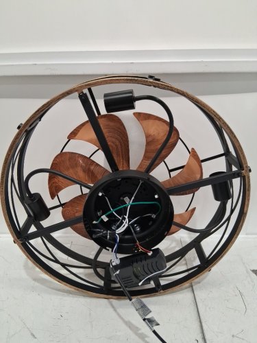 SHLUCE Farmhouse Flush Mount Caged Ceiling Fans with Lights, remote and 6 Speeds - 19" - black/gold (model: FLA003A) image 5
